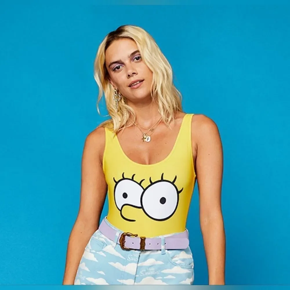 The Simpsons x ASOS Design Lisa Simpson One Piece Swimsuit Size 18 NWT
